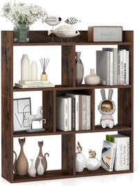 Libreria a Cubi con 7 Scomparti, Mensola Espositiva per l'Archiviazione, Libreria in Legno con Dispositivi Anti-Ribaltamento, per Studio Soggiorno, 80x20x90 cm (Caffè)