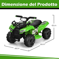 Quad Elettrico per Bambini, Auto Elettrica Cavalcabile con luce LED Musica e Box Anteriore, Mini Quad Regalo per Bambini 18-36 Mesi (Verde)