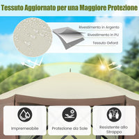 Gazebo da Giardino Pop-Up 3,5 x 3,5 m, Tenda da Giardino a 6 Lati con Tetto Ventilato e Manico, 2 Pareti Rimovibili, Rete a Maglia, Borsa da Trasporto per Patio, Giardino, Campeggio