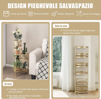 Porta Piante da Interno Pieghevole, Scaffale per Piante e Fiori in Metallo a 6 Livelli,Porta Vasi Salvaspazio da Balcone e Salotto, 41 x 39 x 82 cm (Oro)