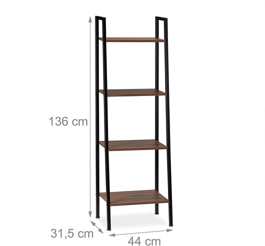 Mensola da terra con pianta da soggiorno a 4 piani 136 cm marrone e nero 13_0001202_2