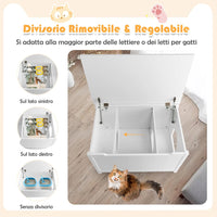 Mobile per Lettiera Gatti, con Apertura Superiore, Divisorio Rimovibile, Asta a Gas e Ganci in Metallo, Mobiletto Multiuso per Ingresso e Soggiorno, 82,5 x 51 x 51 cm, Carico Massimo 50 kg