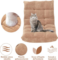 Sedia da Pavimento, Sedia Imbottita Regolabile in 14 Posizioni, Poltrona Salotto per Relax, Yoga, Lettura (Beige)