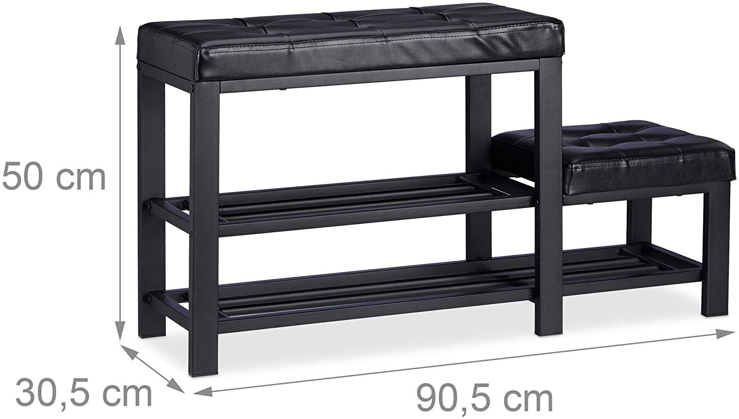 Panca da ingresso scarpiera panca sgabello 90,5 cm nero 13_0000352_3