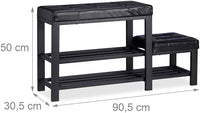 Panca da ingresso scarpiera panca sgabello 90,5 cm nero 13_0000352_3