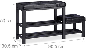 Panca da ingresso scarpiera panca sgabello 90,5 cm nero 13_0000352_3