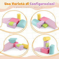 Set di 6 Blocchi per Bambini con Diverse Forme e Colori, Centro Attività Palestrina Giocattolo per Arrampicata e Strisciamento (Rosa chiaro)