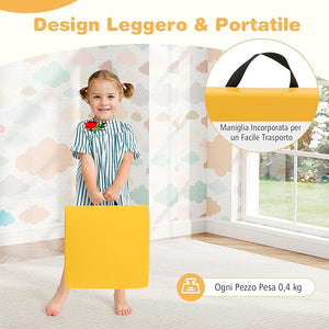 Set di 6 Cuscini per Sedia per Bambini, Cuscini Quadrati Morbidi in Spugna con Maniglie, Sedute Flessibili Portatili e Leggere per Casa Scuola Asilo, 40 x 40 cm