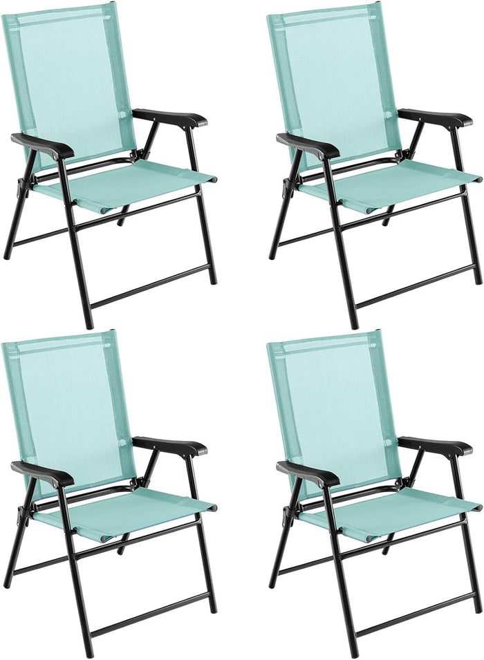 Set di 2/4 Sedie Pieghevoli da Giardino, Sedie Portatili con Braccioli e Struttura in Metallo, Sedie da Esterno Giardino Campeggio,Portata 150 kg (4, Verde Menta, 65 x 60 x 93 cm)