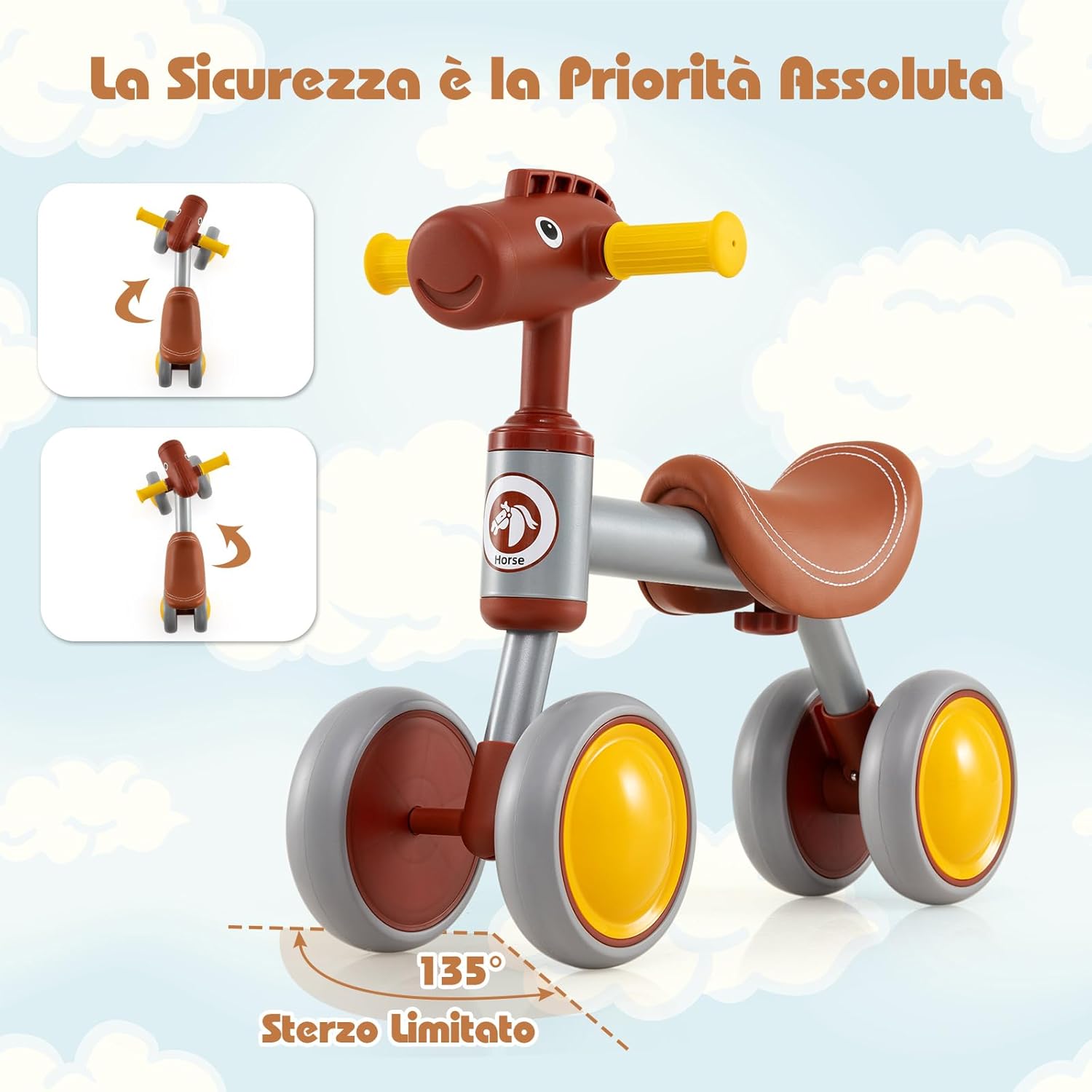 Bicicletta Senza Pedali per Bambini, Bici Equilibrio per Bambini con Sedile in Pelle Aritificiale e Ruote in Schiuma EVA, Bike per Bambini 18-36 Mesi, Portata 25 kg