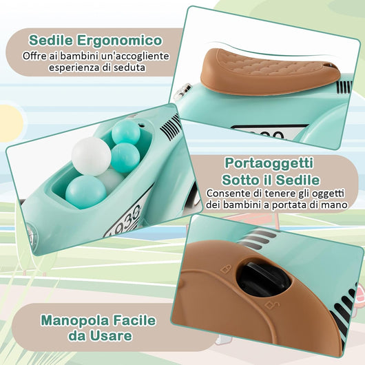 Macchinina Cavalcabile a Spinta per Bambini, Macchinina Giocattolo con Spazio di Archiviazione Ruote e Adesivi, Regalo per Bambini 18-36 Mesi (Verde)