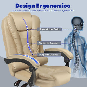 Sedia da Ufficio Ergonomica - RATTANTREE - Poltrona Direzionale con Sedile Largo - Marrone