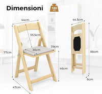 Set di 2 Sedie da Pranzo, Sedia da Cucina Pieghevole con Gambe in Legno di Gomma & Sedile Imbottito, Sedia Portatile per Matrimonio & Festa, Nessun Montaggio Richiesto, Portata 160 kg