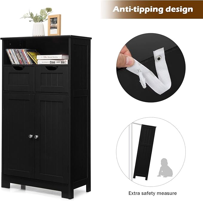 Armadietto Terra da Bagno Mobile Autoportante, Mobiletto Ufficcio Multiuso, con Cassetti e Ripiani, Ampio Spazio, Legno (Bianco)