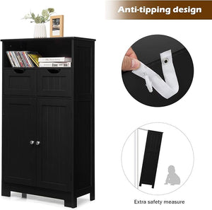 Armadietto Terra da Bagno Mobile Autoportante, Mobiletto Ufficcio Multiuso, con Cassetti e Ripiani, Ampio Spazio, Legno (Bianco)