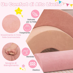 Set di 3 Pezzi Giocattoli per Arrampicata per Bambini, Tunnel Gioco in Schiuma, Divano Arcobaleno per Bambini, Area di Gioco per Stanza dei Giocattoli Camera da Letto (Rosa)