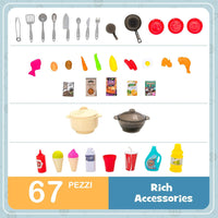 Cucina Giocattolo con Set di Accessori Cibo e Utensili, Cucina per Bambini con Suoni e Luci, Lavandino, Rubinetto, Scaffali, Forni e Fornelli, per Bambini 3+ Anni (Blu)