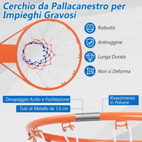 Canestro da Basket a Parete, Anello da Pallacanestro da Muro per Bambini e Adulti con Rete Antipioggia, Cerchio Universale da Basket per Interni ed Esterni