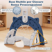 3 in 1 Canestro da Basket per Bambini, con Canestro Calcio e Golf, Cerchio Rimovibile e Pieghevole, Set da Gioco Regolabile per Interno ed Esterno, 3 Anni+ (Blu Scuro)