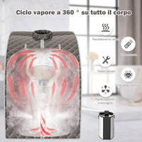 1000 W Sauna a Vapore Portatile con Telecomando, Sauna Domestica Bagno di Vapore con Sedia, Sauna Spa 3L, Funziona Timer 15-90 min (Grigio)