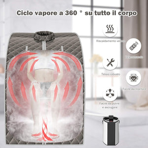 1000 W Sauna a Vapore Portatile con Telecomando, Sauna Domestica Bagno di Vapore con Sedia, Sauna Spa 3L, Funziona Timer 15-90 min (Grigio)