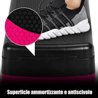 Stepper Fitness per Aerobica, Piattaforma Step 3 Altezze 10-15-20cm, Stepper Aerobic Ideale per Allenamento a Casa e Palestra, Nero Rosa
