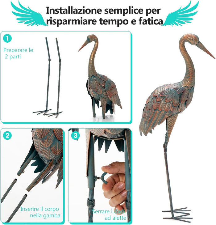 Statue da Giardino in Metallo, Set di 2 Sculture da Esterno ed Interno, Ideale per Casa, Patio, Prato e Cortile (Modello 2)