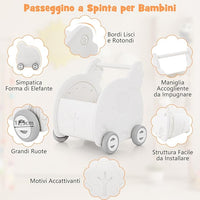 Girello per Bambini, Carrello a Spinta con Contenitore, Primi Passi con 4 Ruote, Maniglia e Spazio di Stoccaggio, per Bambini 3+Anni