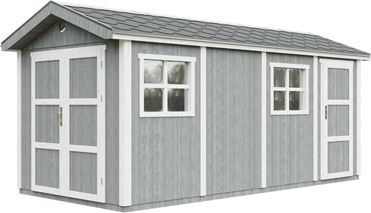 Casetta da giardino di qualit? premium 11,47 m² - H252x250x530 cm - Timbela M915C-CAVERN STEEL