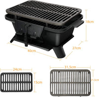 Barbecue Griglia a Carbone, Grill Barbecue Carbone Portatile, BBQ Grill in Ghisa, Ideale per Campeggio Picnic Feste, Nero
