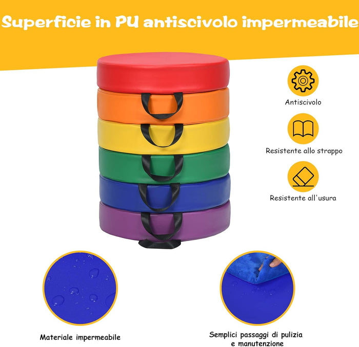 Tappeto per Bambini 6 Pezzi, Tappeto da Terra Cuscino Yoga Meditazione, per Camera da Letto e Salotto, Moderno 38x38x8cm