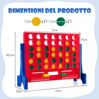 Forza 4 da Tavolo o da Parete, Forza 4 Gigante con Sacca e 42 Pedine, Gioco da Parete per Adulti e Bambini, Divertimento Familiare, Feste all'Aperto (Blu)