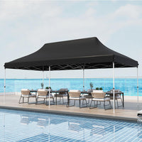 Gazebo Pieghevole da Giardino 3 x 6m, Gazebo Pop-up con Borsa da Trasporto, Regolabile in Altezza, per Feste, Barbecue, Giardino e Spiaggia (Nero)