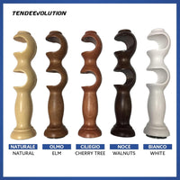 Coppia di Supporti Doppi in Legno per Tenda, Bastone 35 mm, Colore Olmo, 100% Legno di Alta Qualità, Made in Italy
