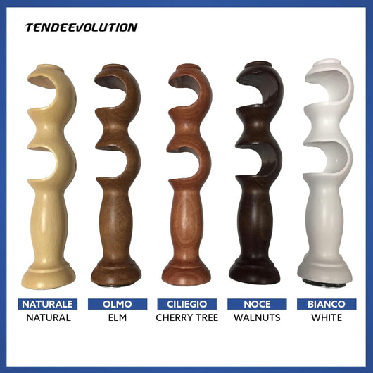 Coppia di Supporti Doppi in Legno per Tenda, Bastone 35 mm, Colore Bianco, 100% Legno di Alta Qualità, Made in Italy