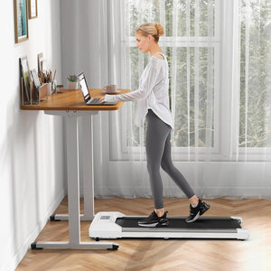 Tapis Roulant Elettrico senza Manubrio, Tapis Roulant sotto Scrivania con Portata di 120 kg, Telecomando e Display LED, Tapis Roulant per Camminare e Correre da Casa e Ufficio