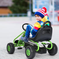 Go Kart a Pedali per Bambini, Go Kart Veicolo con Sedile Regolabile e Freno a Mano, per Bambini 3-6 Anni, Portata Massima 30 kg (Verde)