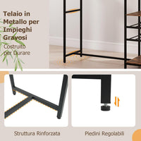 Tavolo da Bar 121 x 41 x 105,5 cm, Angolo Bar per Casa con Scaffali di Stoccaggio, Portabottiglie e Portacalici, Tavolo Alto per Cucina, Soggiorno, Ristorante e Bistrò