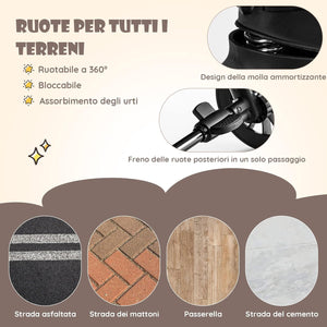 Passeggino Doppio Pieghevole per Bambini, Passeggino Portatile per Bambini con Schienale Regolabile, Cinture a 5 Punti, Poggiapiedi e Tettuccio, per Bambini 6-36 Mesi (Grigio Chiaro)