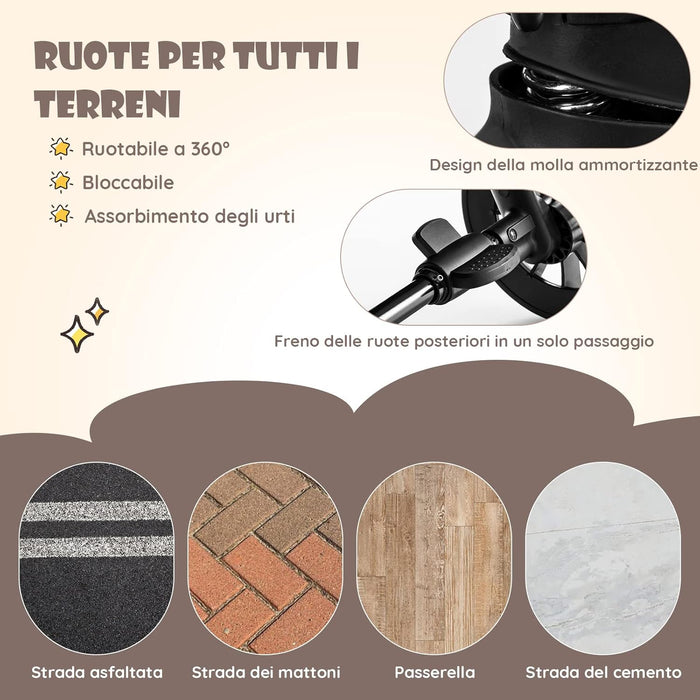 Passeggino Doppio Pieghevole per Bambini, Passeggino Portatile per Bambini con Schienale Regolabile, Cinture a 5 Punti, Poggiapiedi e Tettuccio, per Bambini 6-36 Mesi (Grigio Chiaro)