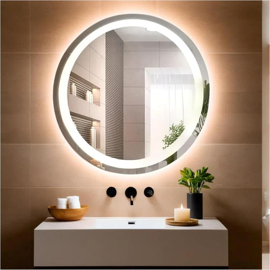 Specchio Bagno LED Rotondo Venere Ø60 cm, Specchio Retroilluminato Bagno, Specchio LED Bagno 4000K, Specchio Rotondo Bagno Moderno