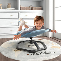 Sedia Girevole a 360° per Bambini, Sedia Sensoriale con Base in Metallo Antiscivolo per Allenare la Coordinazione Fisica e l'Equilibrio, Giocattolo per Cameretta (Blu,Elefante)