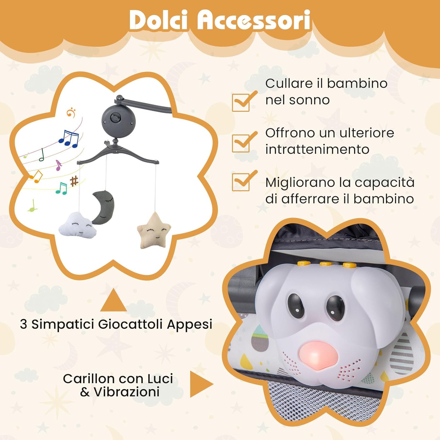 4 in 1 Lettino da Campeggio per Bambini, Lettino Pieghevole con Materasso, Box Bambini Portatile con Borsa, Culla Lettino con Fasciatoio, Ruote, Portata 15 kg, 102 x 72 x 74 cm (Grigio+Beige)