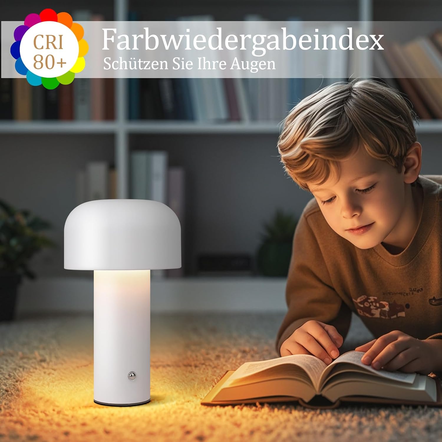ZMH Lampada da tavolo LED wireless metallo moderna 2W batteria ricaricabile dimmerabile per soggiorno