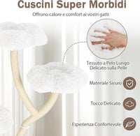 Tiragraffi per Gatti Alto 165cm,Alberi per Gatti con 4 Piattaforme, Tiragraffi in Sisal e Tubo di Supporto Robusto, Mobili per Animali da Interno (Bianco)