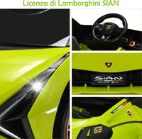 Macchina Elettrica Lamborghini per Bambini da 12V, Veicolo Elettrico con Luci LED MP3 Telecomando, Fino a 5km/h, +3 Anni (Verde)