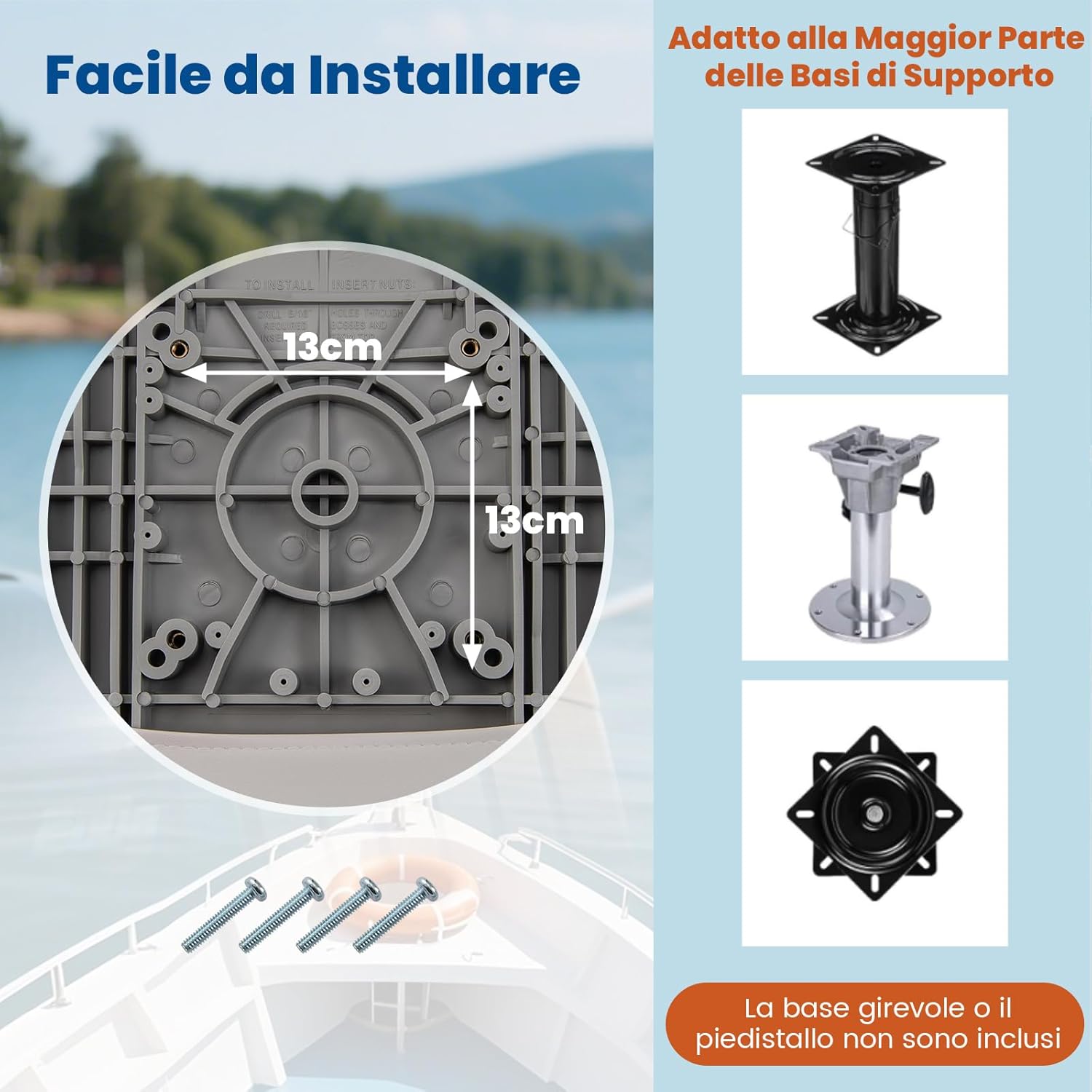 Set di 2 Sedie da Barca, Sedili da Barca Pieghevole Morbide Imbottite Spesse, Sedile Nautica Ergonomico per Imbarcazioni da Pesca, 49 x 46 x 48 cm, Blu e Bianco