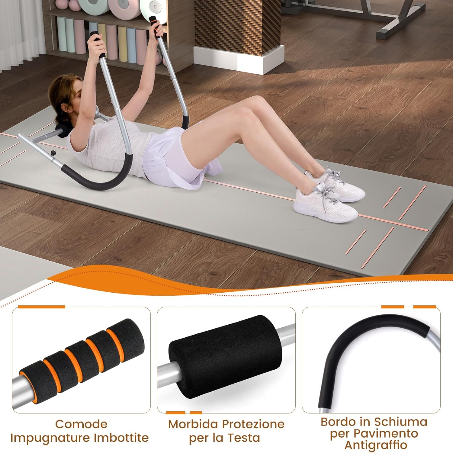 Allenatore Addominale Fitness Pieghevole, Allenatore Fitness AB con Supporto Imbottito per Testa/Collo, Assistente per Allenamento Sit Up, Esercitatore per Crunch