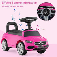 Mercedes Benz Macchinina Cavalcabile a Spinta per Bambini, Auto da Gioco con Volante Clacson e Suono, Spazio di Archiviazione, Auto a Spinta per bambini 1-3 Anni (Rosa)