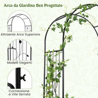 Arco da Giardino, Pergolato in Metallo con Cancello Bloccabile e Fioriere Laterali, Arco per Piante Rampicanti e Viti da Uva, Decorazione per Cerimonia Matrimoniali